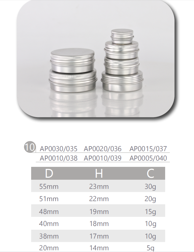 5 g, 10 g, 15 g, 20 g, 30 g, silbernes Sahneglas aus reinem Aluminium