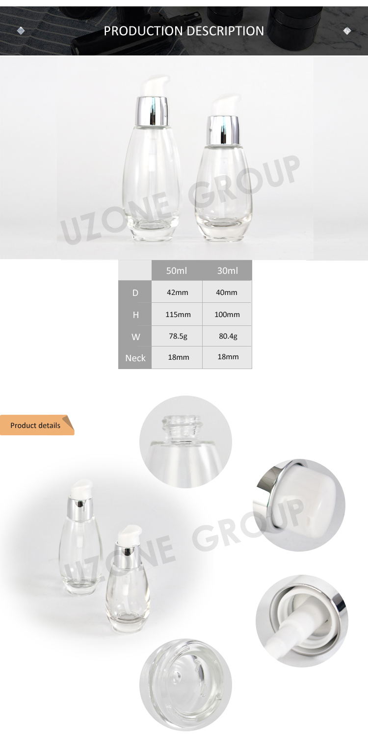 1 Unze ovale Lotionspumpen-Glasflasche