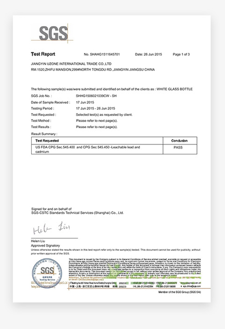 SGS zum Einspritzen von Weißglasflaschen