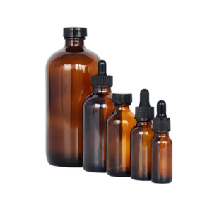 100-ml-Flasche aus bernsteinfarbenem Glas für ätherische Öle mit Tropfer
